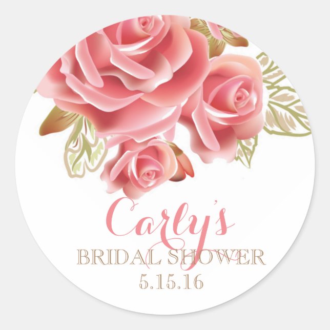 Blush Floral Bridal Shower Favour Stickers (Front)