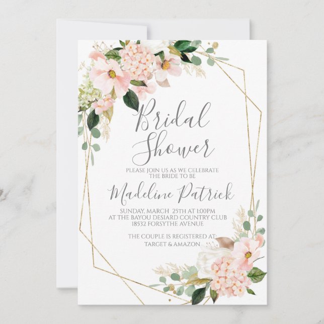 Blush Floral Bridal Shower Invitation (Front)