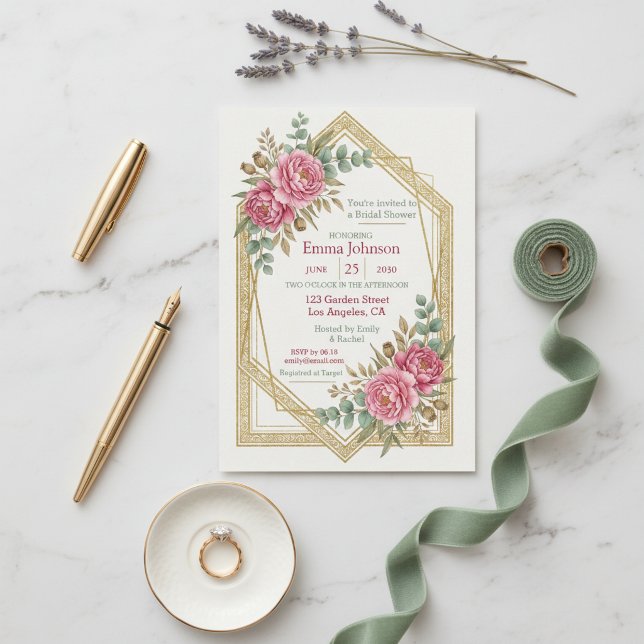 Blush Floral Bridal Shower Invitation (Blush Floral Bridal Shower Invitation)