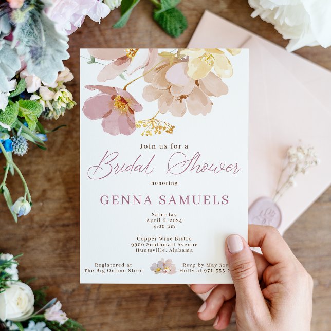 Blush Floral Bridal Shower Invitation (Creator Uploaded)