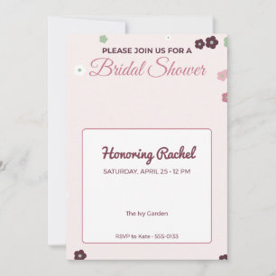 Blush Floral Bridal Shower Invitation Elegant