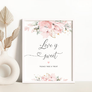 Blush floral bridal shower Love is sweet Poster
