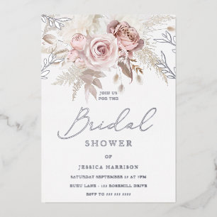 Blush Floral Bridal Shower Real Silver