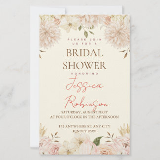 Blush Floral Bridal Shower Stationery