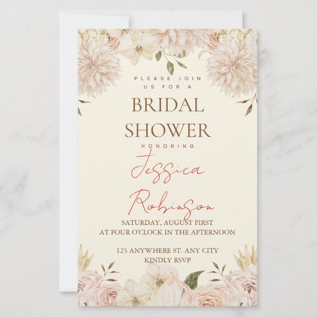 Blush Floral Bridal Shower Stationery (Front)