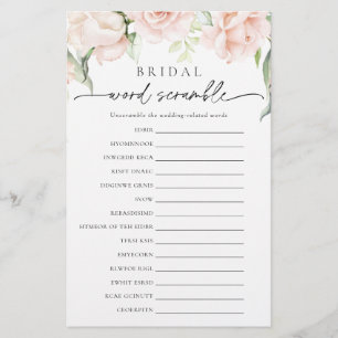 Blush Floral Bridal Word Scramble Shower Game