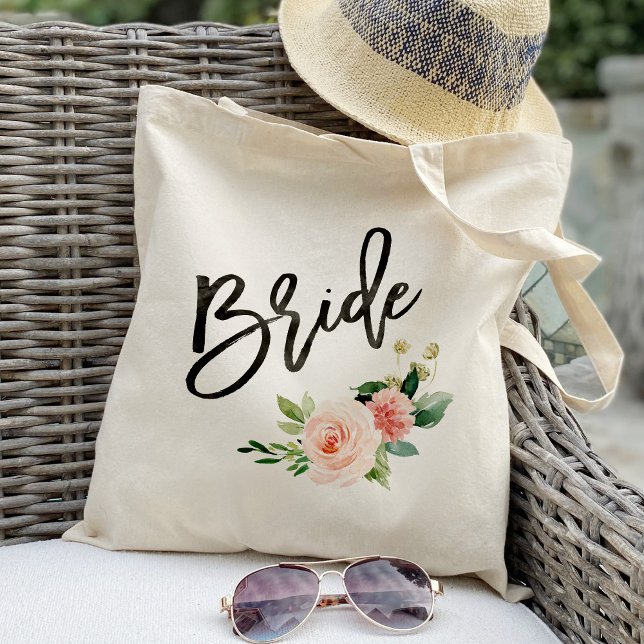 Blush floral bride wedding tote bag (Creator Uploaded)