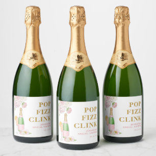 Blush Floral Brunch and Bubbly Pop Fizz Clink Sparkling Wine Label
