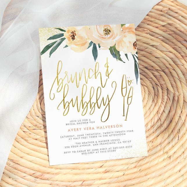 Blush Floral Brunch & Bubbly Bridal Shower Invitation (Creator Uploaded)