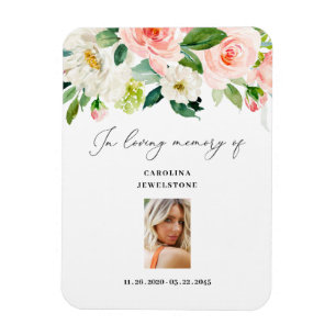 Blush Floral Celebration Of Life Keepsake Magnet
