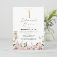 Blush Floral Champagne Glass Rehearsal Dinner