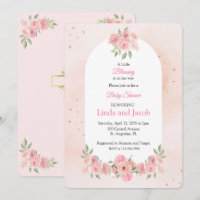 Blush Floral Christian Baby Shower with Gold Cross