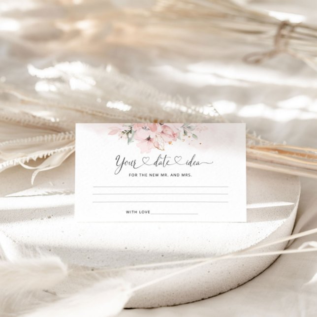Blush floral  Date night ideas. Date jar Enclosure Card (Creator Uploaded)