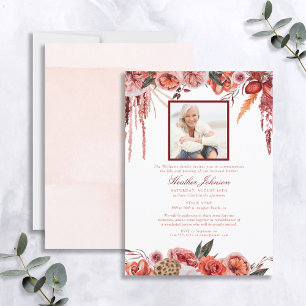 Blush Floral Desert Watercolor Memorial Service Invitation