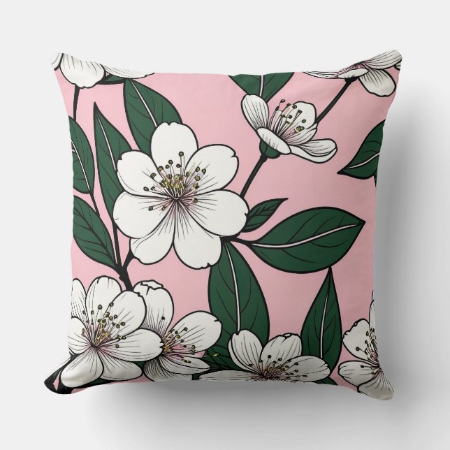 Blush Floral Design – Soft Botanical Cushion (Front)