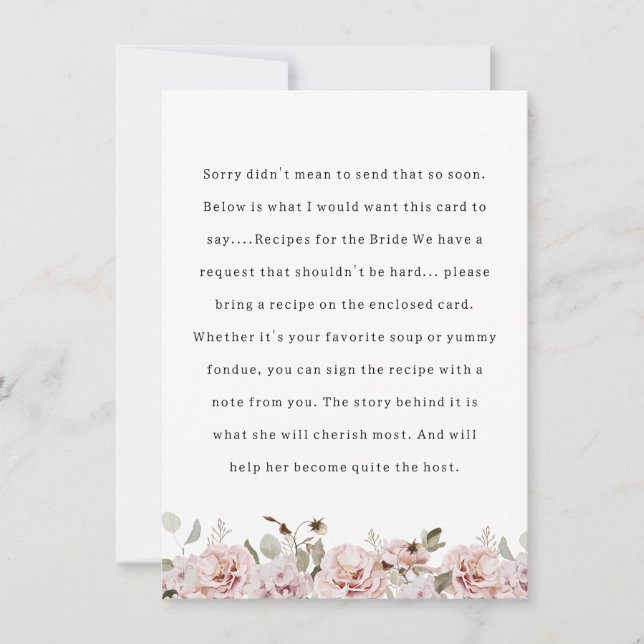 Blush Floral Details Bridal Shower Card (Front)