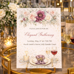 Blush Floral Dinner Party Invitation