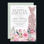 Blush Floral Dress Eighty & Fabulous 80th Birthday Invitation<br><div class="desc">Blush Floral Dress Eighty & Fabulous 80th Birthday Invitation

See matching collection in Niche and Nest Store

Many thanks</div>