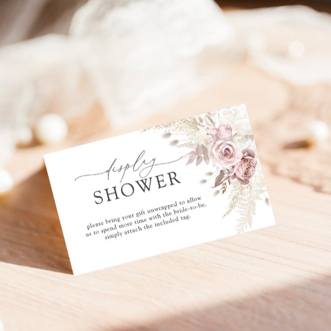 Blush Floral & Dusty Rose Display Shower Enclosure Card (Creator Uploaded)