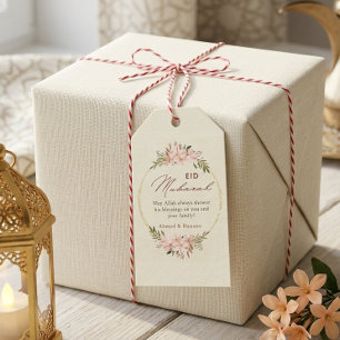 Blush Floral Eid Mubarak Gift Tag Elegant Islamic