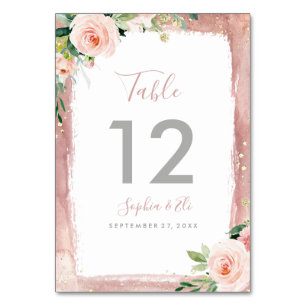 Blush Floral Elegant Enchanted Wedding Table Number