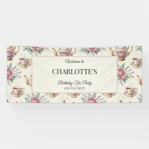 Blush Floral Elegant Rose Girls Birthday Welcome Banner