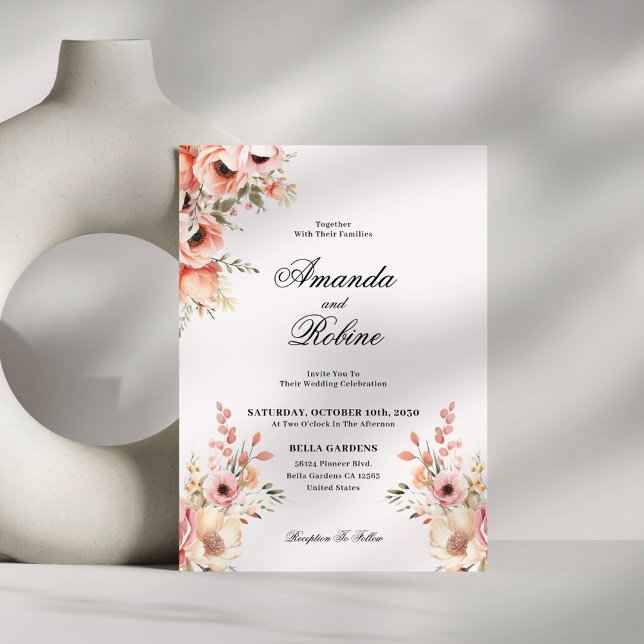 Blush Floral Elegant Wedding Invitation (Creator Uploaded)