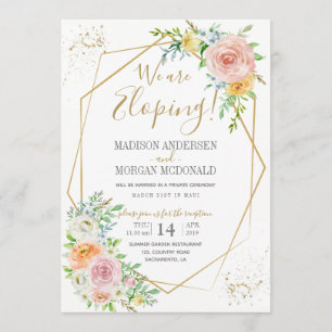 Blush floral Elopement reception invitation