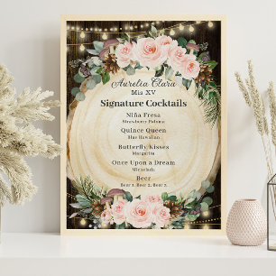 Blush Floral Enchanted Forest Signature Cocktails Poster