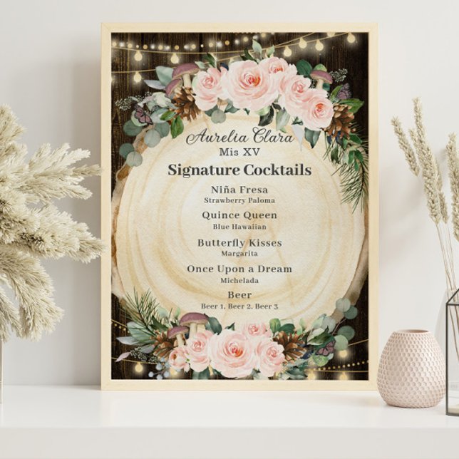 Blush Floral Enchanted Forest Signature Cocktails  Poster (Creator Uploaded)