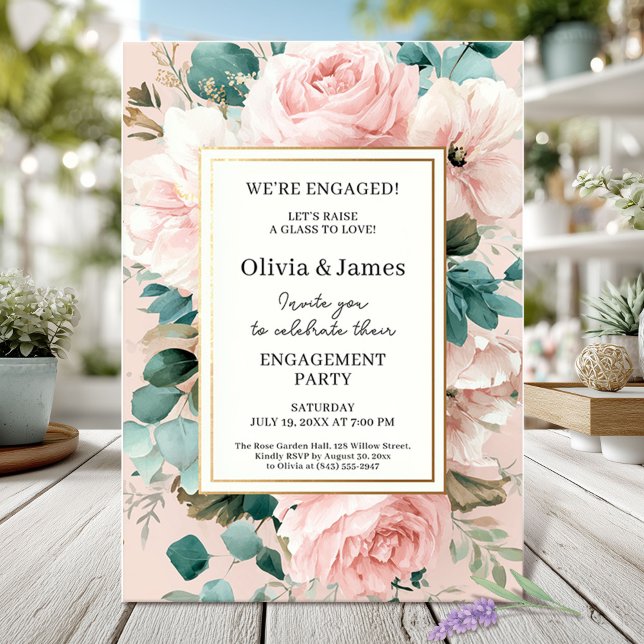 Blush Floral Engagement Party Invitation (Creator Uploaded)