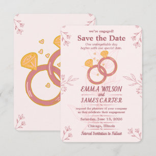 Blush Floral Engagement Save the Date Editable
