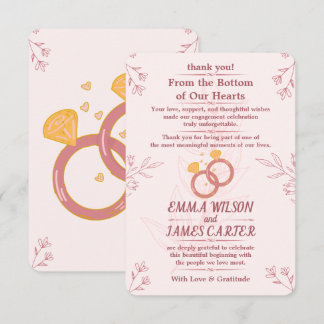 Blush Floral Engagement Thank You Card