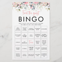 Blush Floral | Find The Guest Bingo Game Card
