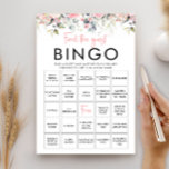 Blush Floral Find The Guest Bingo Game Card<br><div class="desc">Get ready for a blooming good time at the last fling before the ring with our Blush Floral Find The Guest Bingo Game Card! This delightful blend of blush pink florals and interactive fun is perfect for bridal showers, bachelorette parties, and any celebration where guests can enjoy finding the guest...</div>