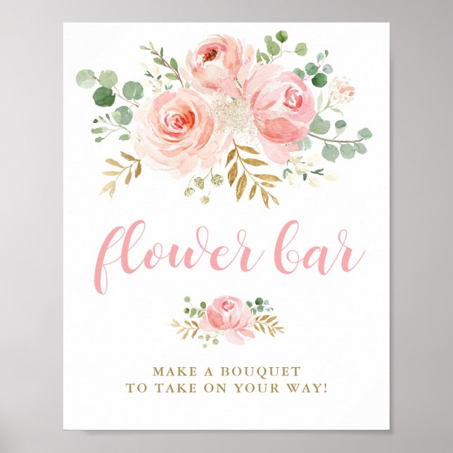 Blush Floral Flower Bar Sign (Front)