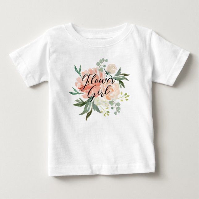 Blush Floral Flower Girl Baby T-Shirt (Front)