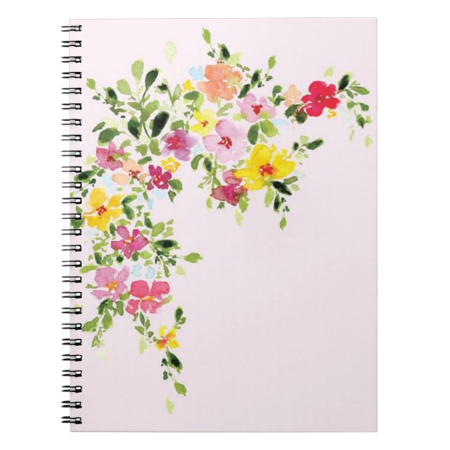Blush floral flower pink journal notebook (Front)
