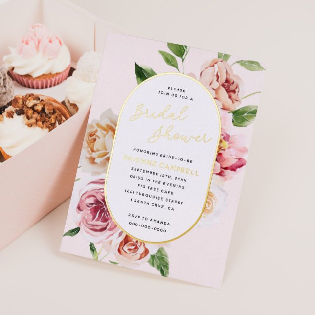 Blush Floral Foil Pressed Modern Bridal Shower Foi (Creator Uploaded)