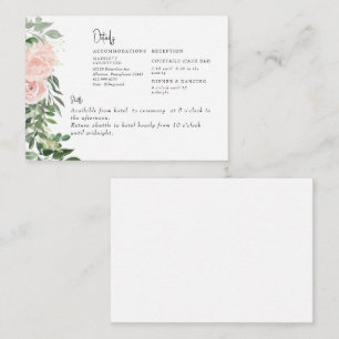Blush Floral & Foliage Wedding Details Enclosure Card