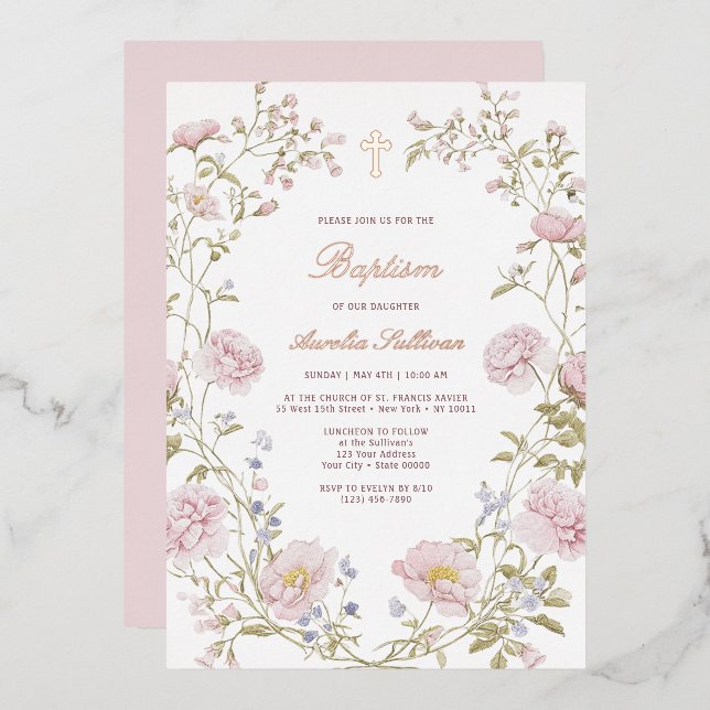 Blush Floral Frame Baptism (Front/Back)