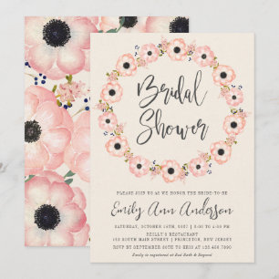 Blush Floral Frame Bridal Shower Invitation