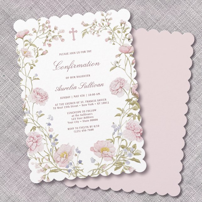 Blush Floral Frame Confirmation Invitation (Creator Uploaded)