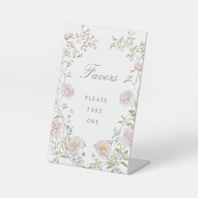 Blush Floral Frame Favours Pedestal Sign (Front)