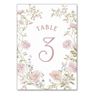 Blush Floral Frame Table Number