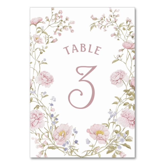 Blush Floral Frame Table Number (Front)