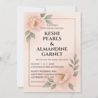 Blush Floral Frame Wedding Invitation
