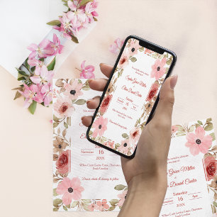 Blush Floral Garden Border Wedding Invitation