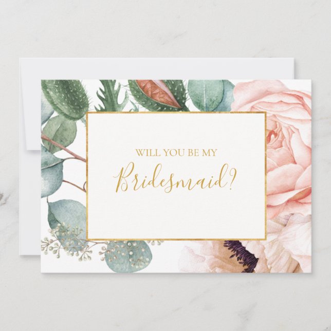 Blush Floral Garden | Bridesmaid Proposal Card (Front)