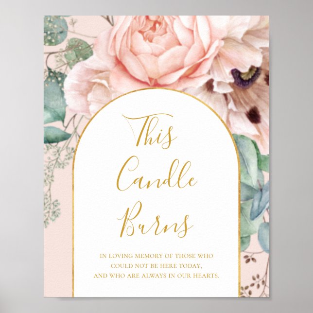 Blush Floral Garden Pastel This Candle Burns Sign (Front)